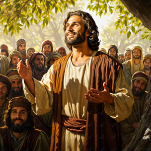 Jesus Preaching to a Crowd